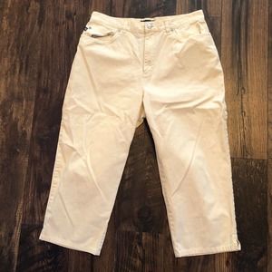 LAUREN RALPH LAUREN CROPPED PANTS WOMENS 12 LIGHT YELLOW ACTUAL 31x20 Y2K VTG
